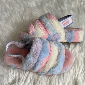 UGG Fluff Yeah Cotton Candy Cali Collage Slides Size 6